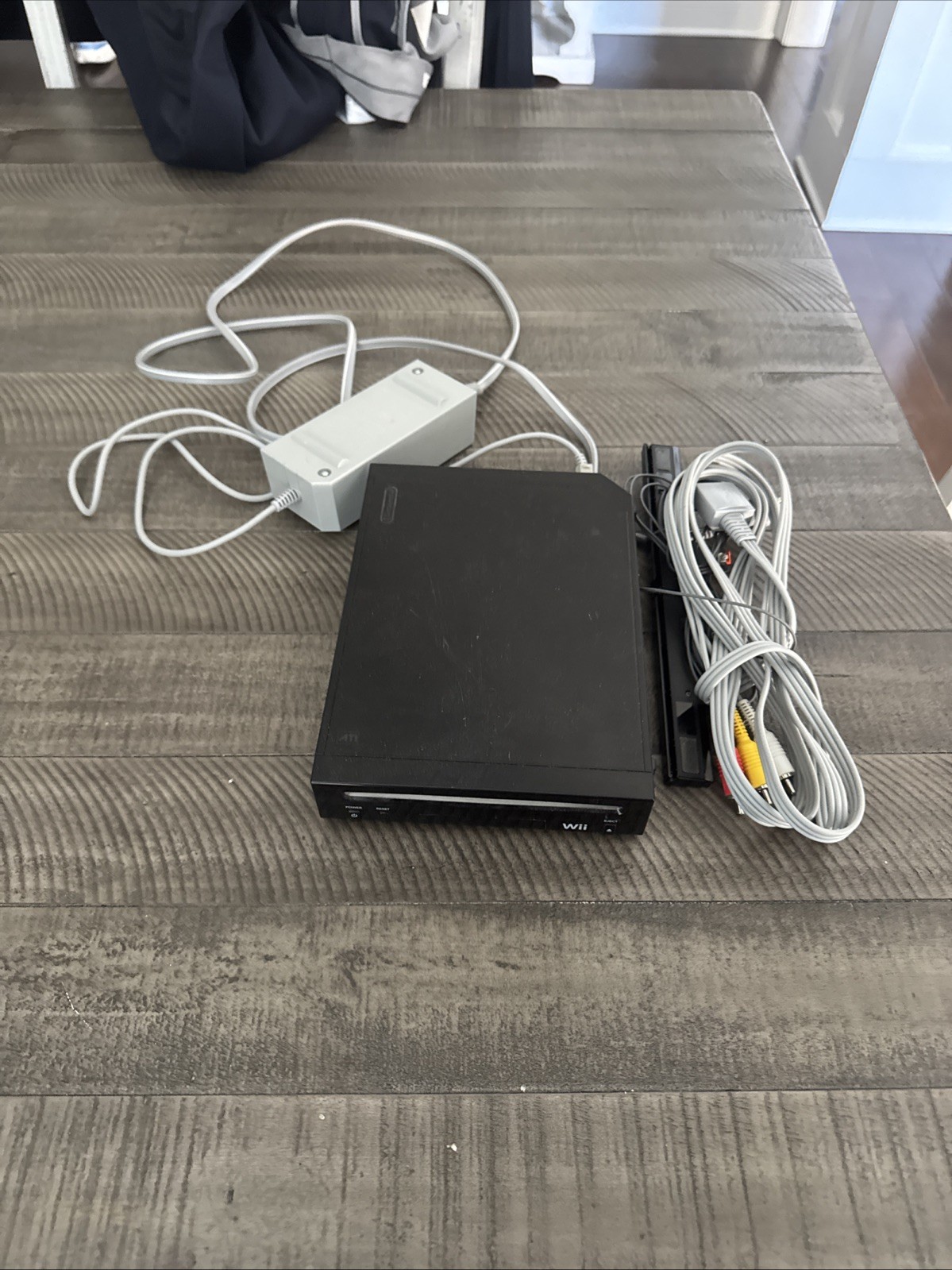 Nintendo Black Wii Console Tested Working With Power, AV Cable, And Sensor Bar