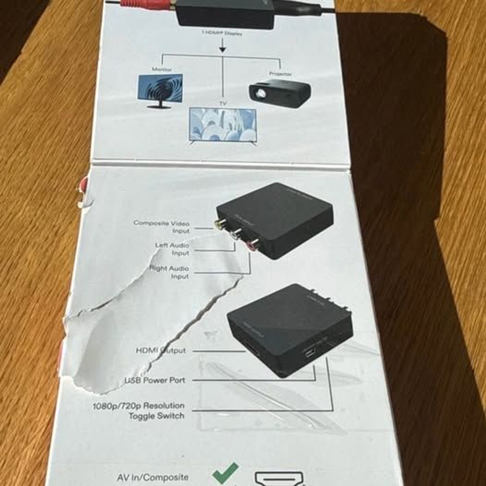 Onn. Composite AV To HDMI Adapter 1080P HD Quality (100008629) New OPEN BOX