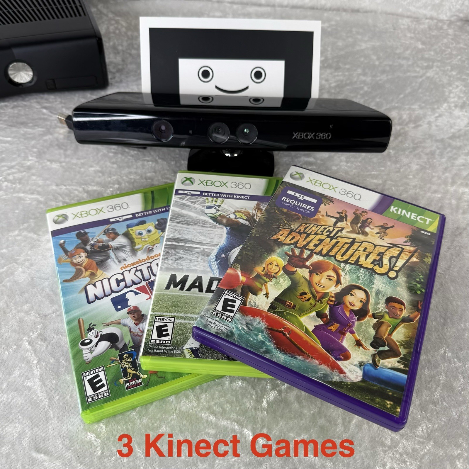 Xbox 360 S 500GB Kinect Bundle 2 Controllers 6 Games Tested Clean WiFi Upgraded