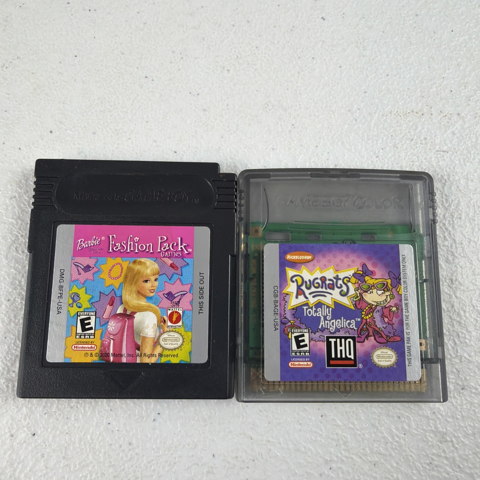 Nintendo Game Boy Color Handheld Console Teal With 2 Games TESTED Rugrats Barbie