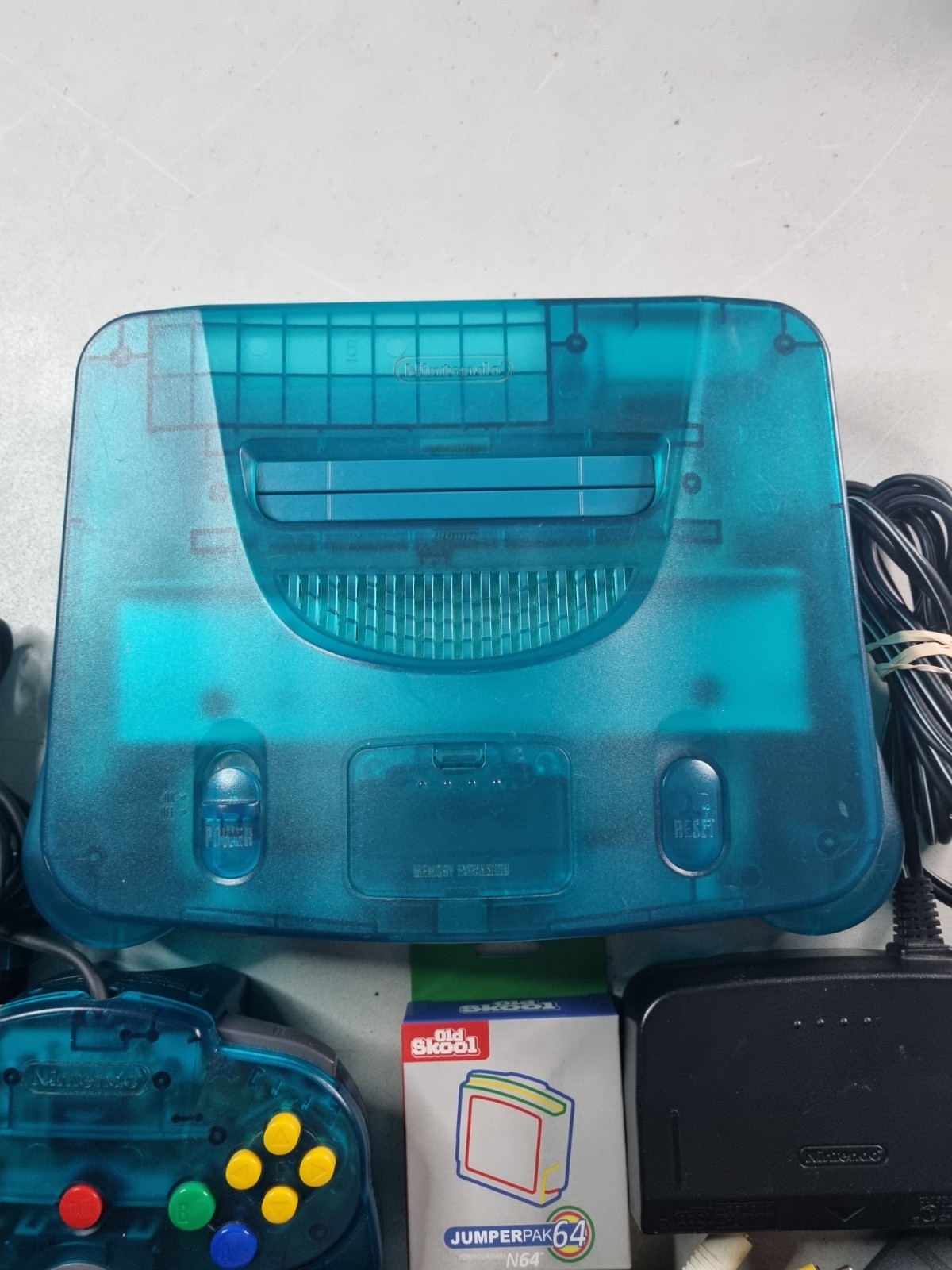 Nintendo 64 Funtastic Ice Blue N64 Console W/ Oem Cables & Controller TESTED