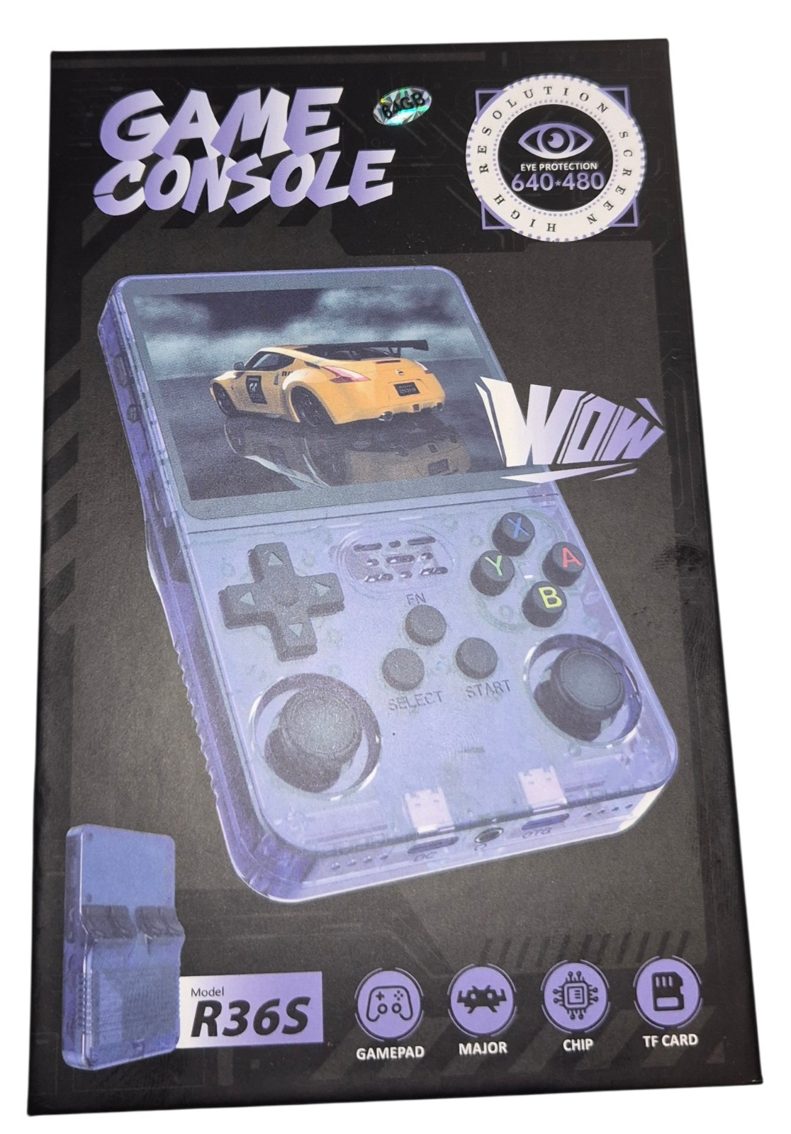 R36S Handheld Game Console Kids OS Purple R36S Retro 64GB Screen Dual Joystick