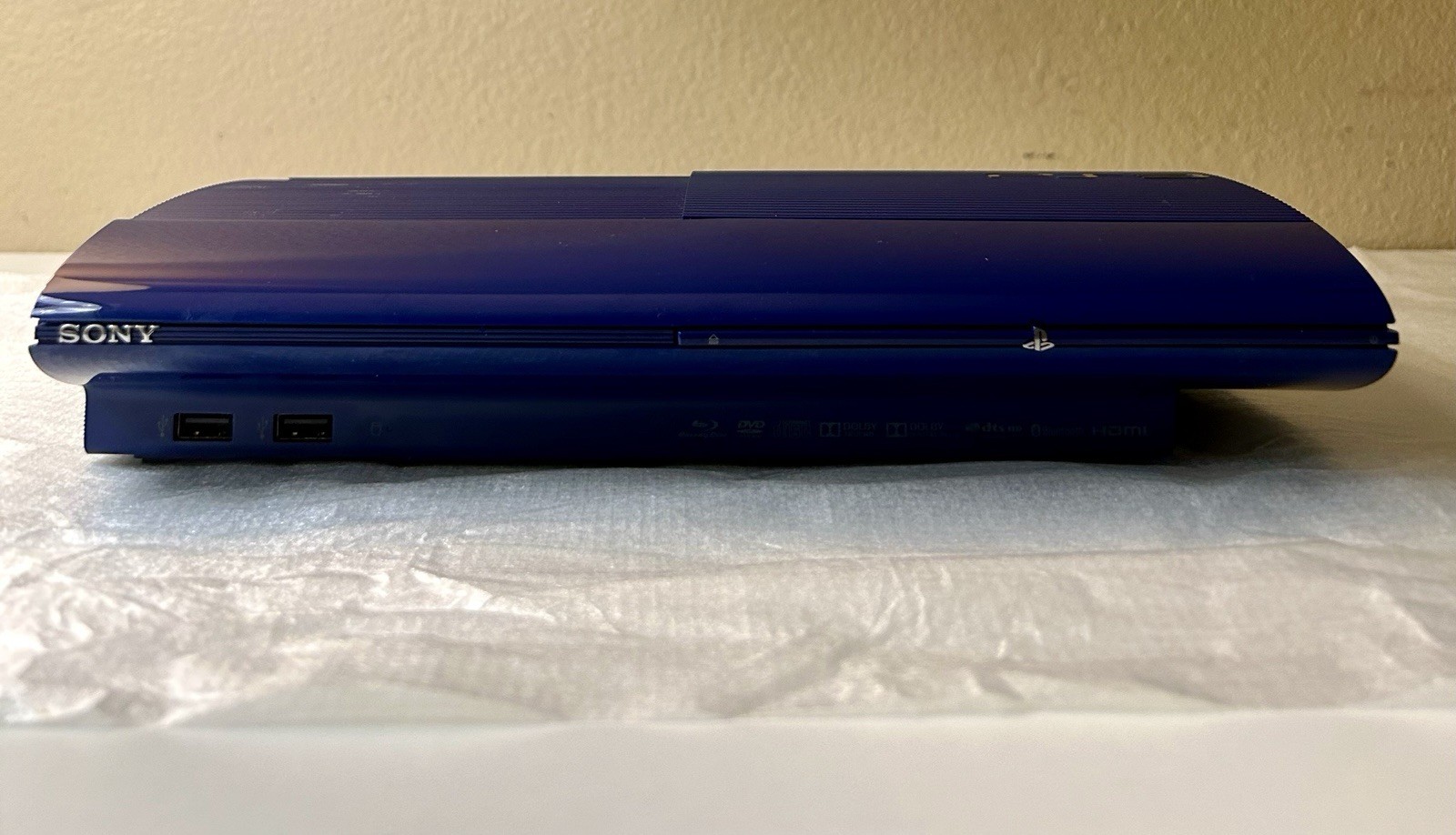 New Unsealed Open Box PS3 Super Slim 250 GB Azurite Blue Console CECH-4201B Read