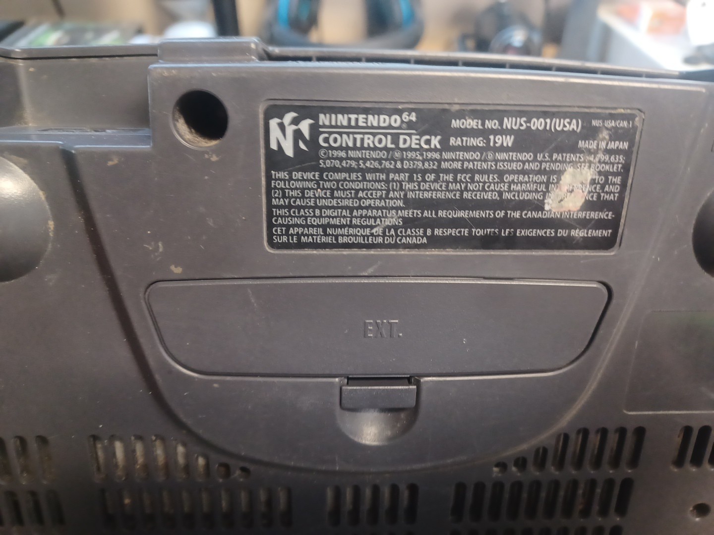 Nintendo 64 Black NUS-001(USA) Console Only- Tested- No Memory Pak- 1 Controller