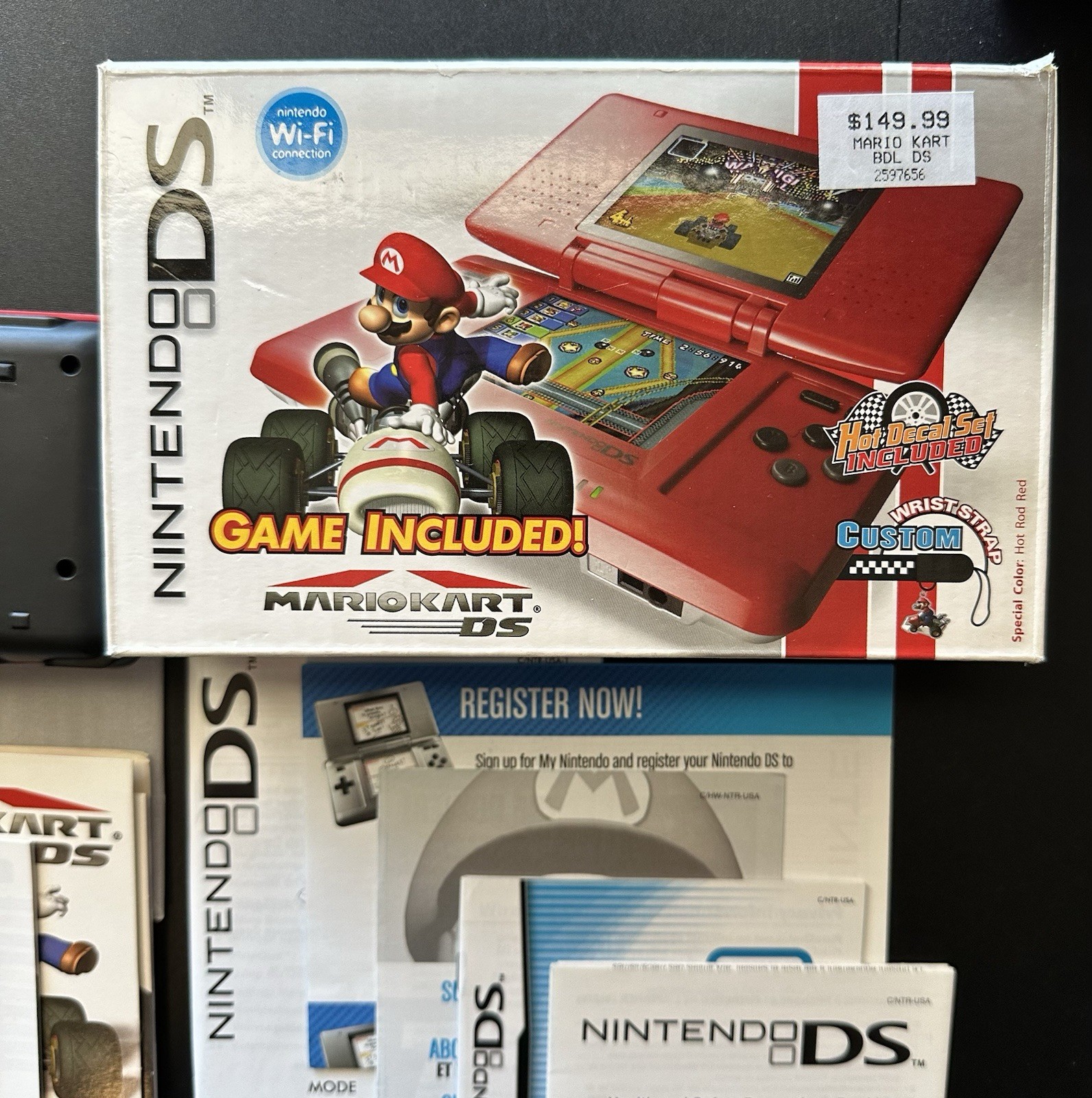 Nintendo DS Mario Kart Bundle Pack Hot Rod Red In Box Handheld Console System