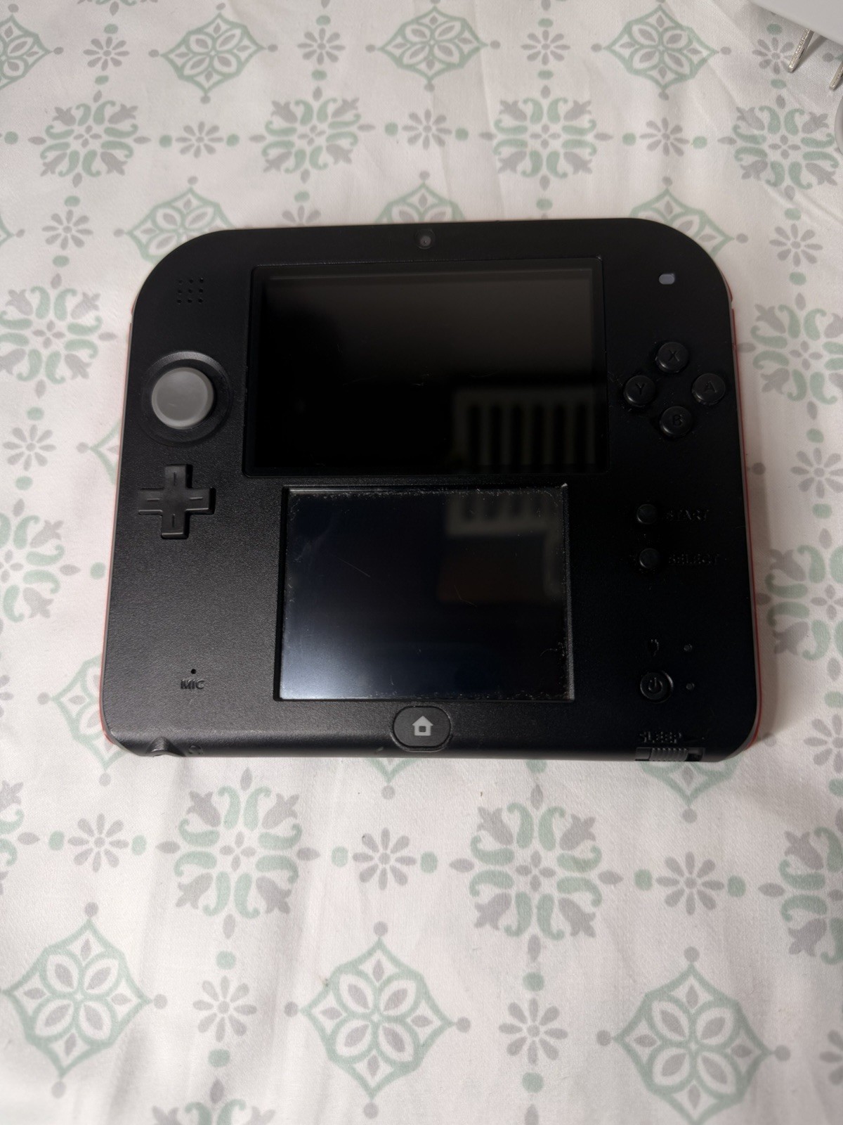 Nintendo 2DS Console Red Black Bundle w/ Charger Case & Super Mario 64 DS Tested
