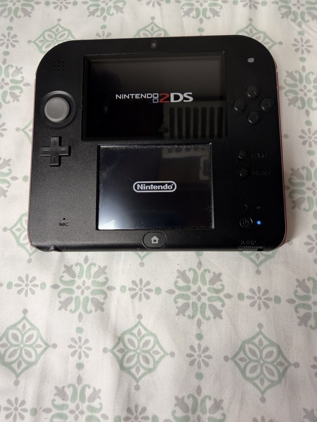 Nintendo 2DS Console Red Black Bundle w/ Charger Case & Super Mario 64 DS Tested
