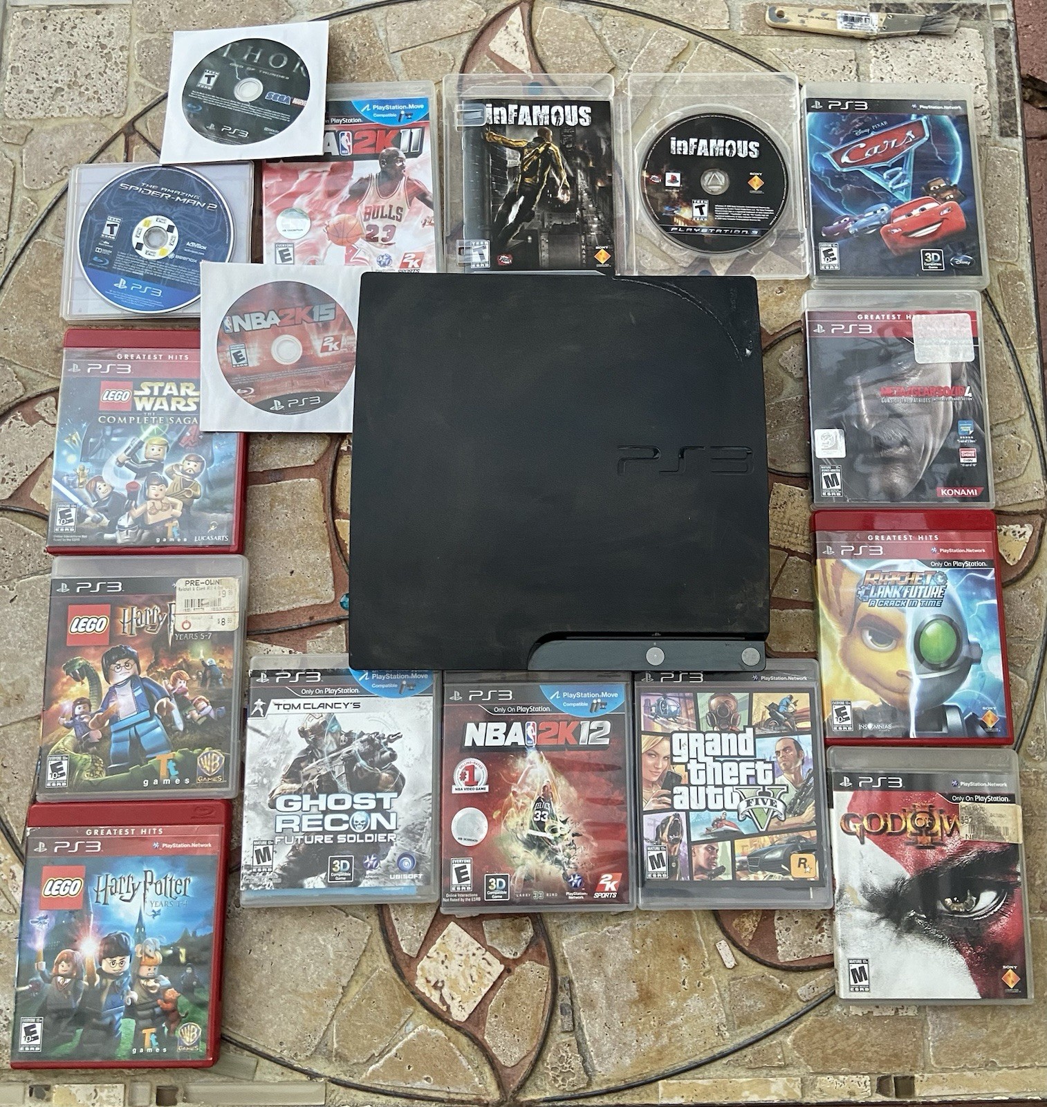 Sony PlayStation 3 PS3 Console Bundle Slim 120GB CECH-2001A 15+ Games Controller