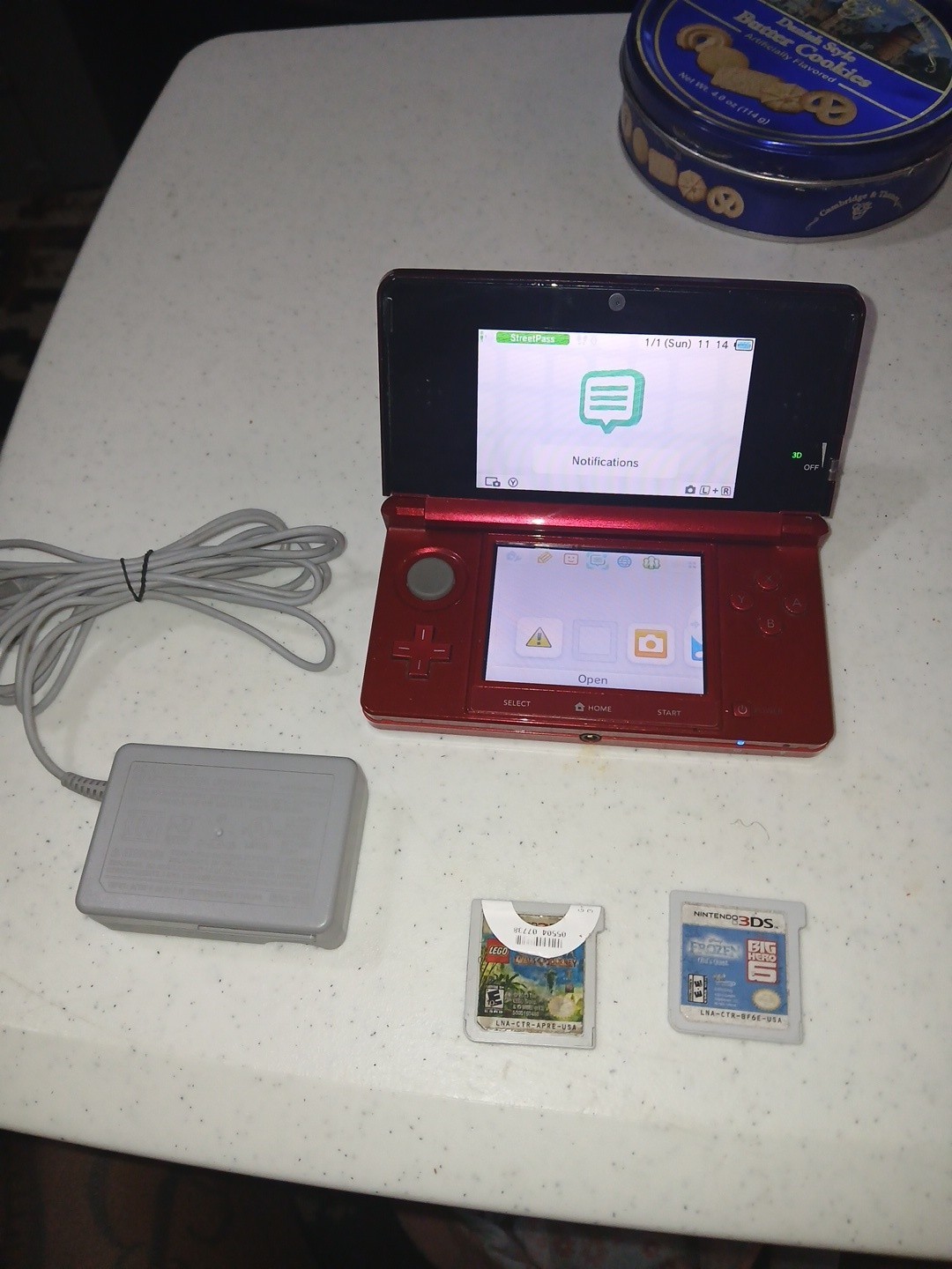 Nintendo 3DS CTR-001 Red 3D Handheld System w/ New Super Mario NTSC-U/C & 2…