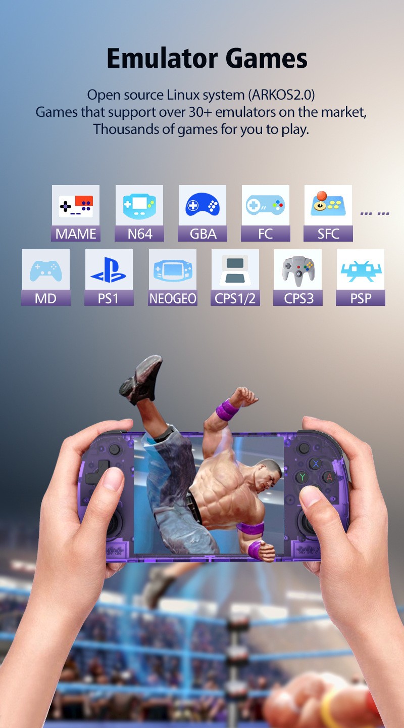 Wireless Two Player Game Console R36H Pro Max Support Two Player Battle 4.2 Inch