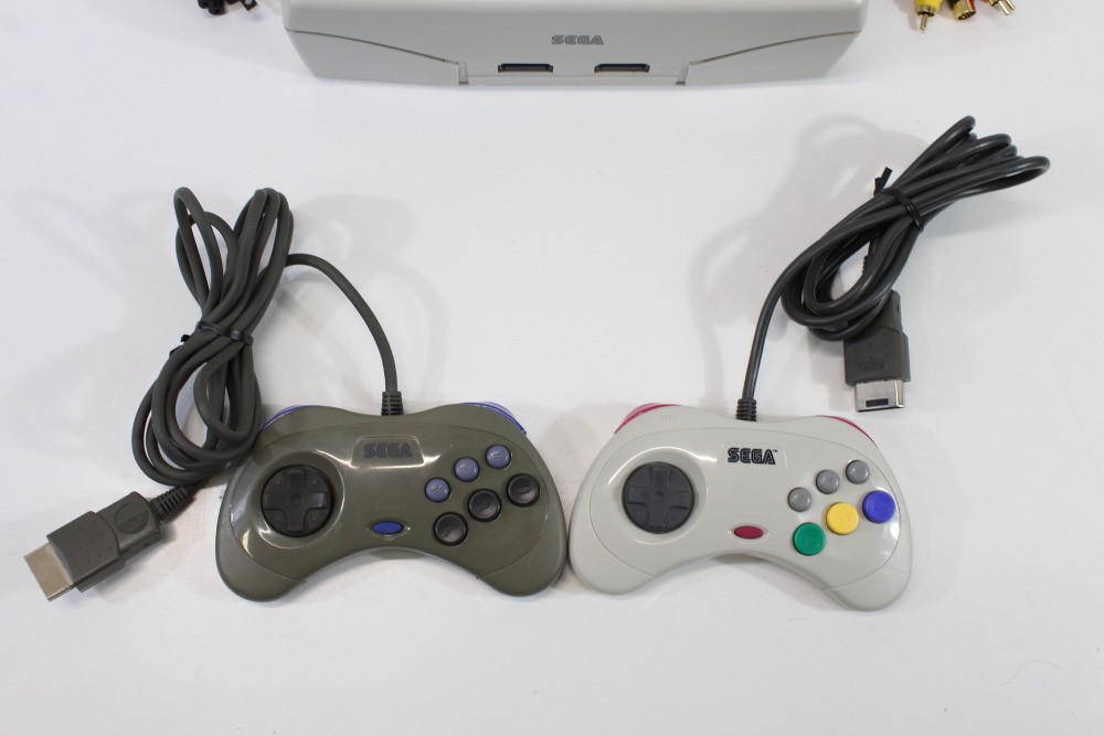 SEGA Saturn White Console Controller x2 AC AV HST-3220 SS JP Japan WORKING #3