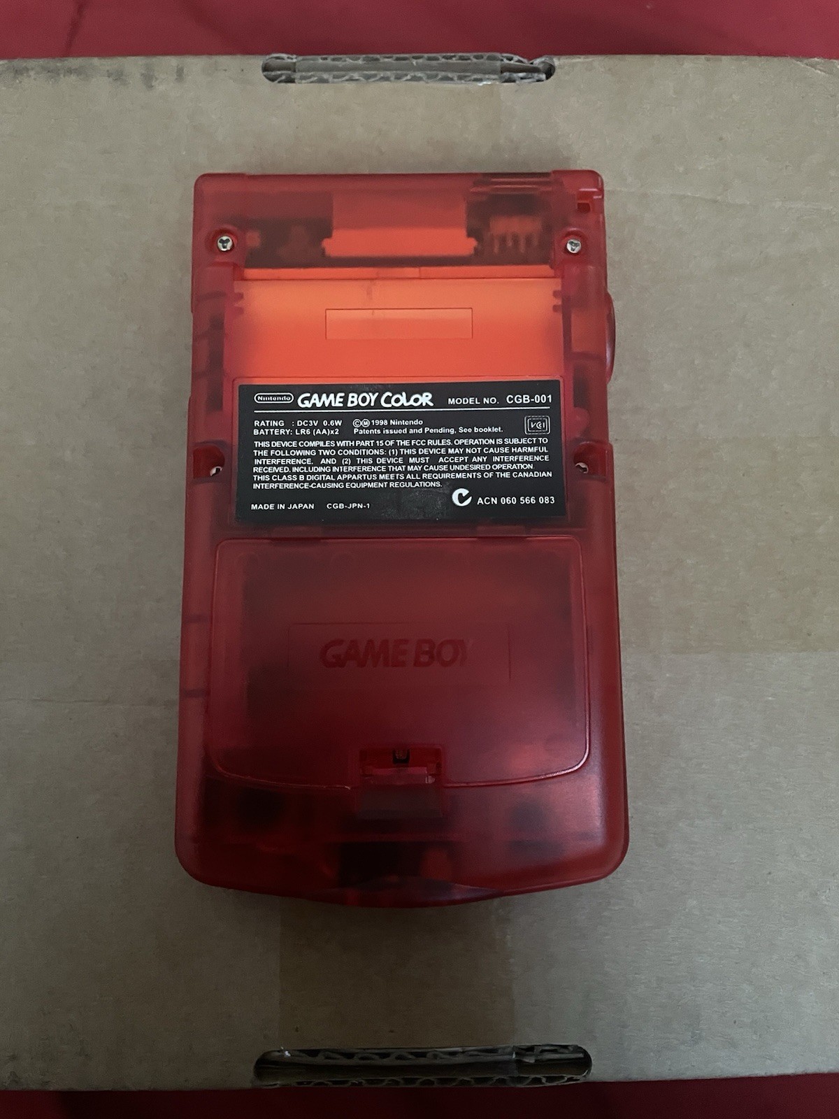 Nintendo Gameboy Color Red. Tested And Working. Plus Original Shell And 2 Games.