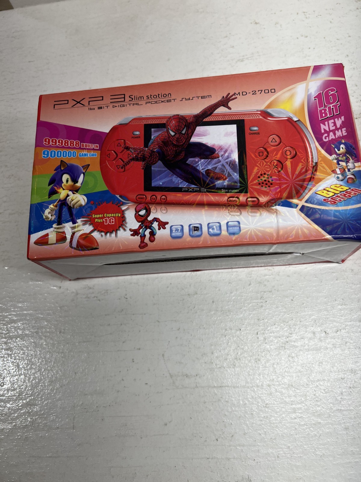 PXP3 Slim Station Handheld Console 2 cartridge games *Tested*