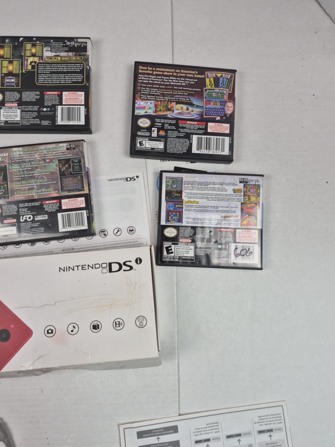 Nintendo DSI Matte Red Handheld System Box Charger Games Tested With Issues