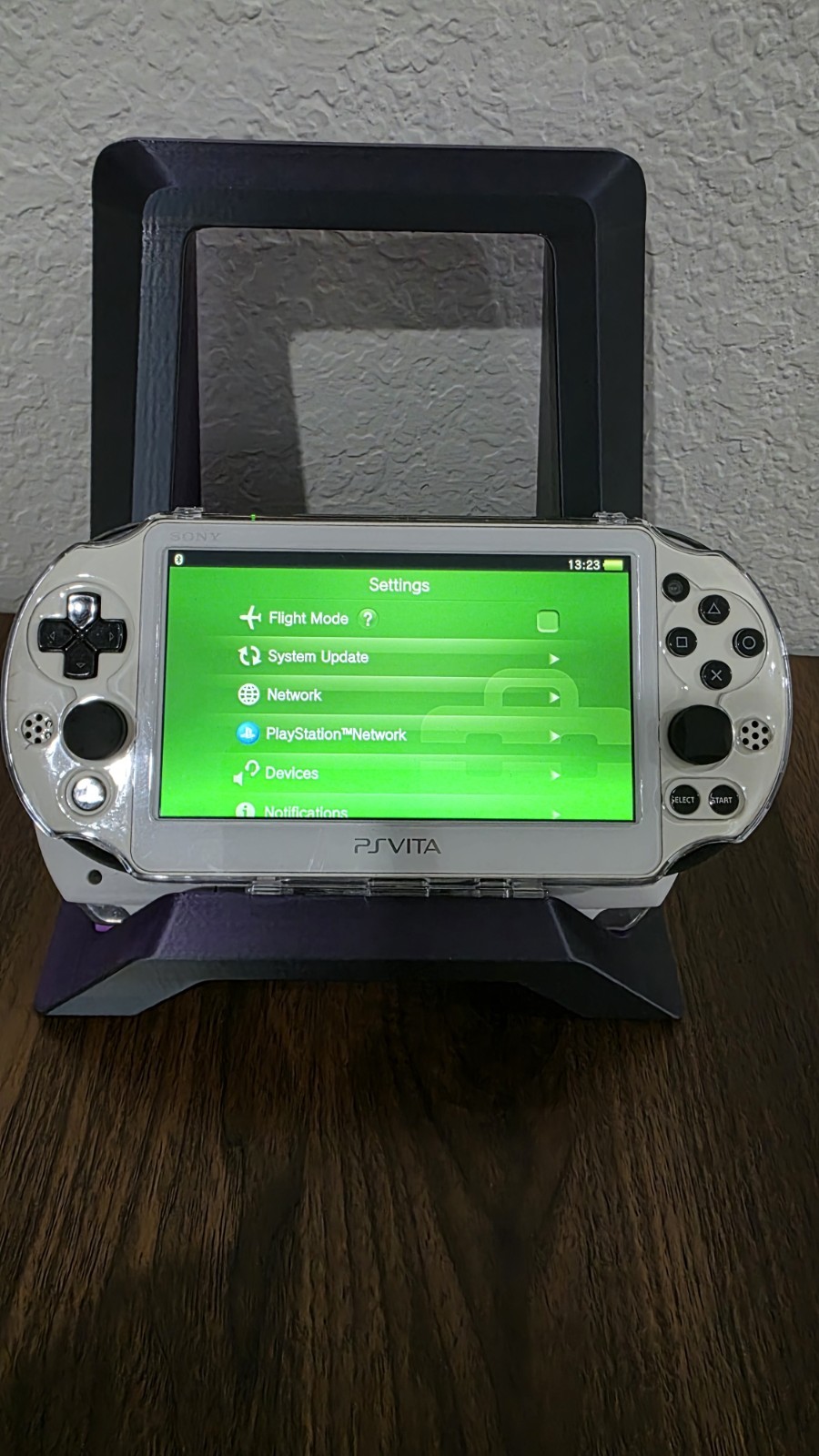 Sony PS Vita Slim PCH-2000 Custom White/Black Console w/ Clear Case Charger 1GB