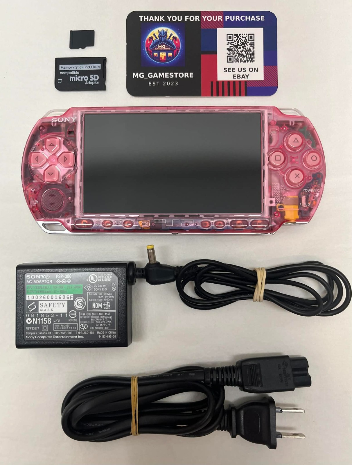 PSP3000 Clear Pink / IPS Screen / Battery / Sony Charger / Region Free / 32GB