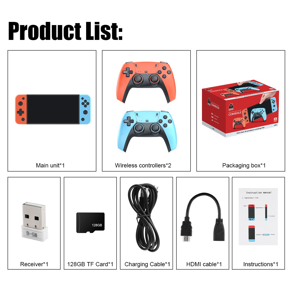 4K Retro Game Console Plug&Play 40000+ Video Game Stick +2x Wireless Controllers