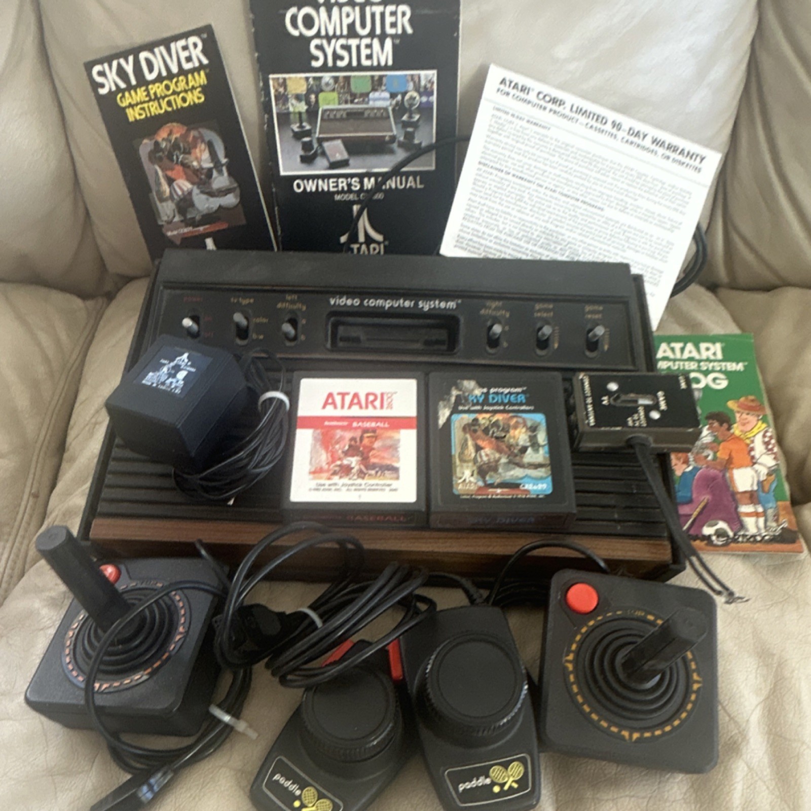 Atari Video Computer System CX-2600 Six Switch Console w/Controllers and Games