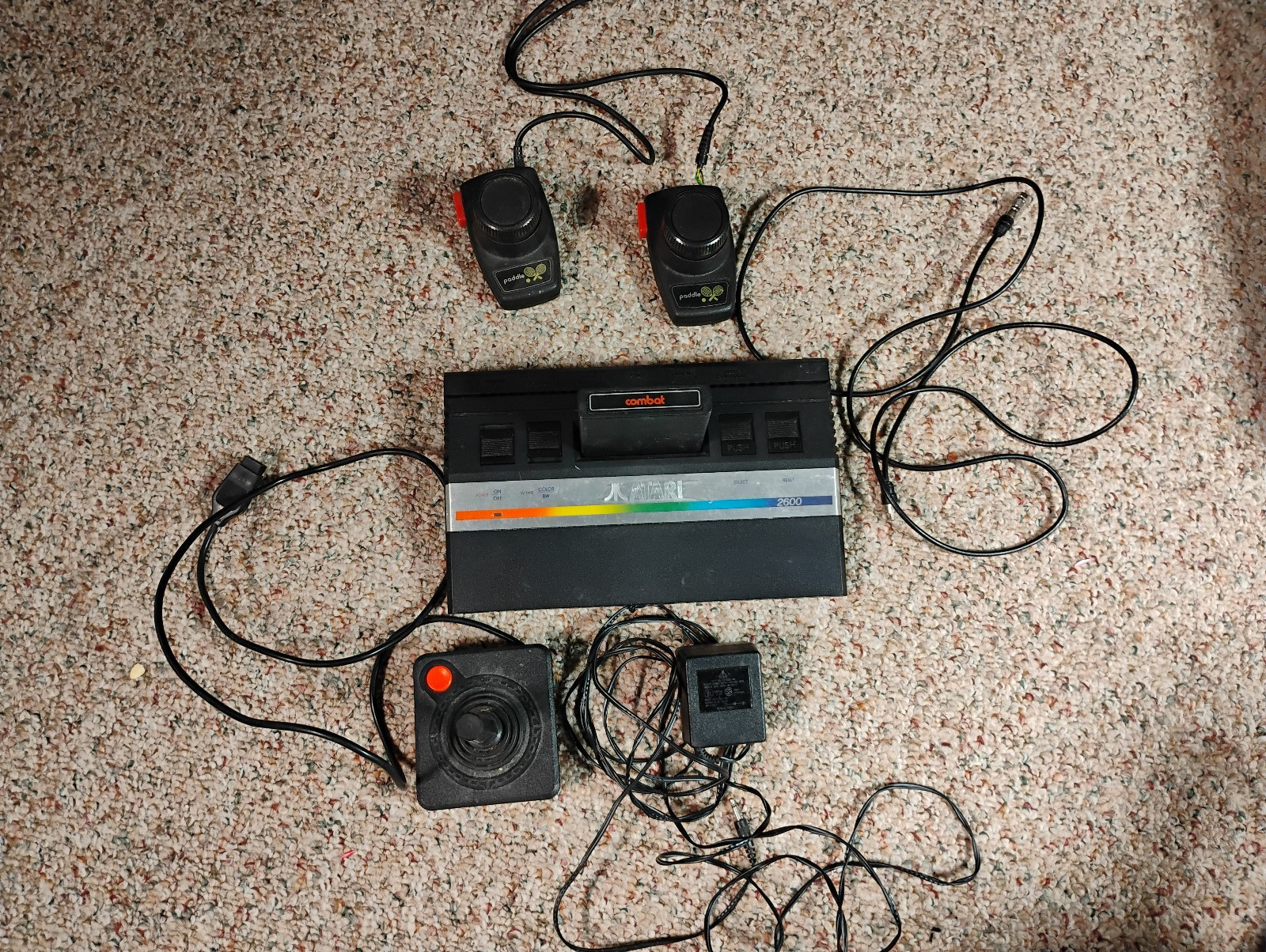 Atari 2600 Jr Junior Rainbow Console w/ Combat,Cables,Controllers – Tested Works