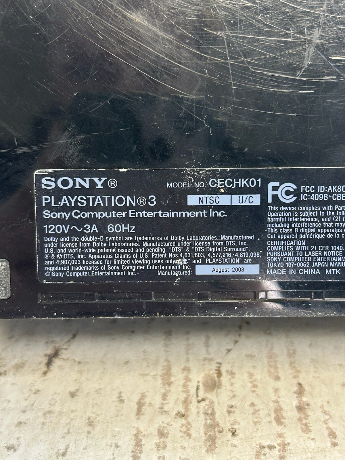 Sony PlayStation 3 Black Fat Original Console Model CECHK01 Tested No Hard Drive