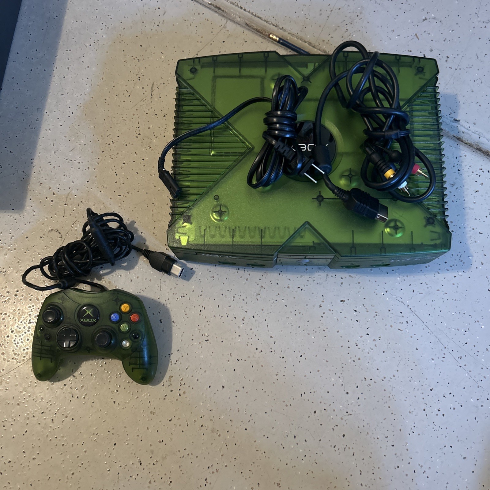 Original Xbox Halo Special Edition Console Bundle Tested Translucent Green