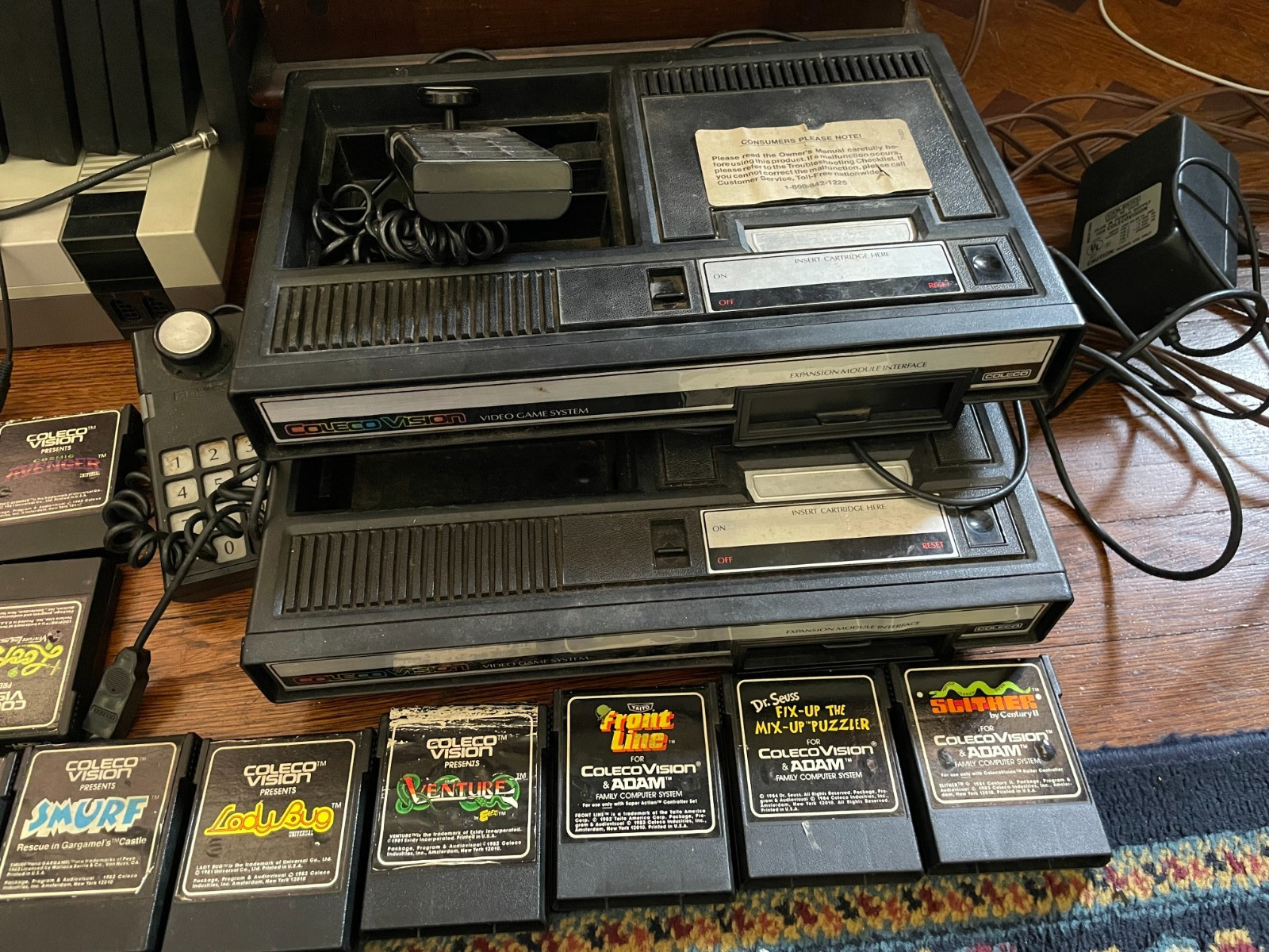 2 Vintage ColecoVision 2400 Consoles + 15 Game Cartridges Please Read