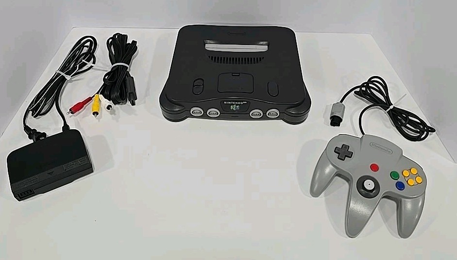 Nintendo 64 Console NUS-001 OEM Jumper PAK + 1 OEM Controller + OEM Cables WORKS