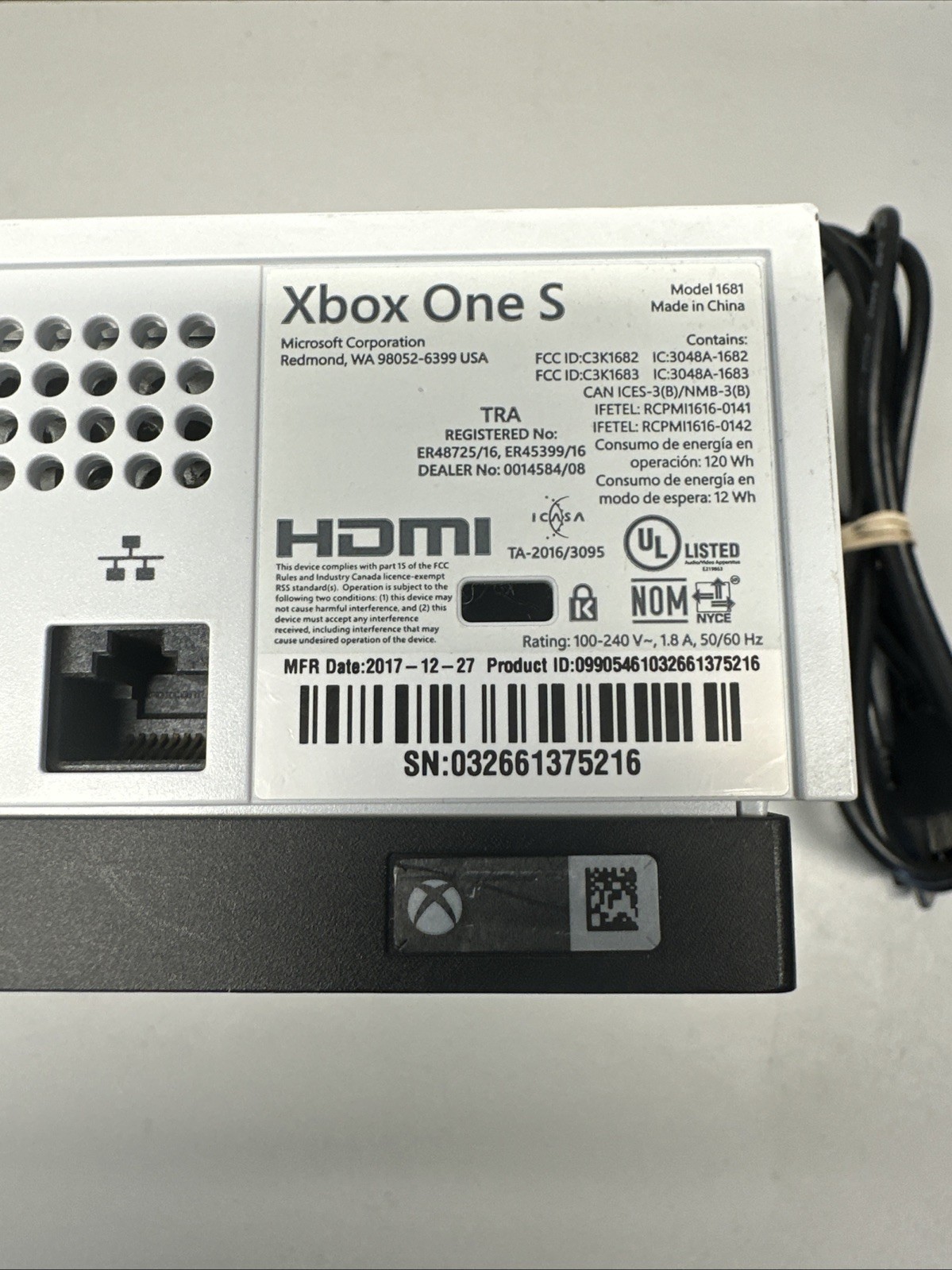 Microsoft Xbox One S 1Tb 1 Controller 2 Games Model 1681