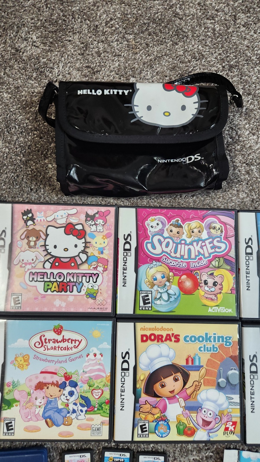 Nintendo DS Lite Metallic Rose Pink Console Bundle Hello Kitty Bag & 11 Games