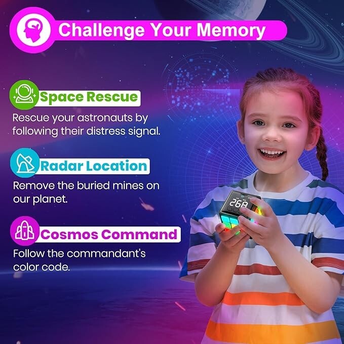 Cubo de mano recargable, 15 divertidos juegos de memoria y cerebro con pantalla