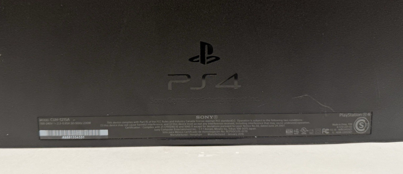Sony PlayStation 4 PS4 Original Console CUH-1215A Black 500GB w/ Cords