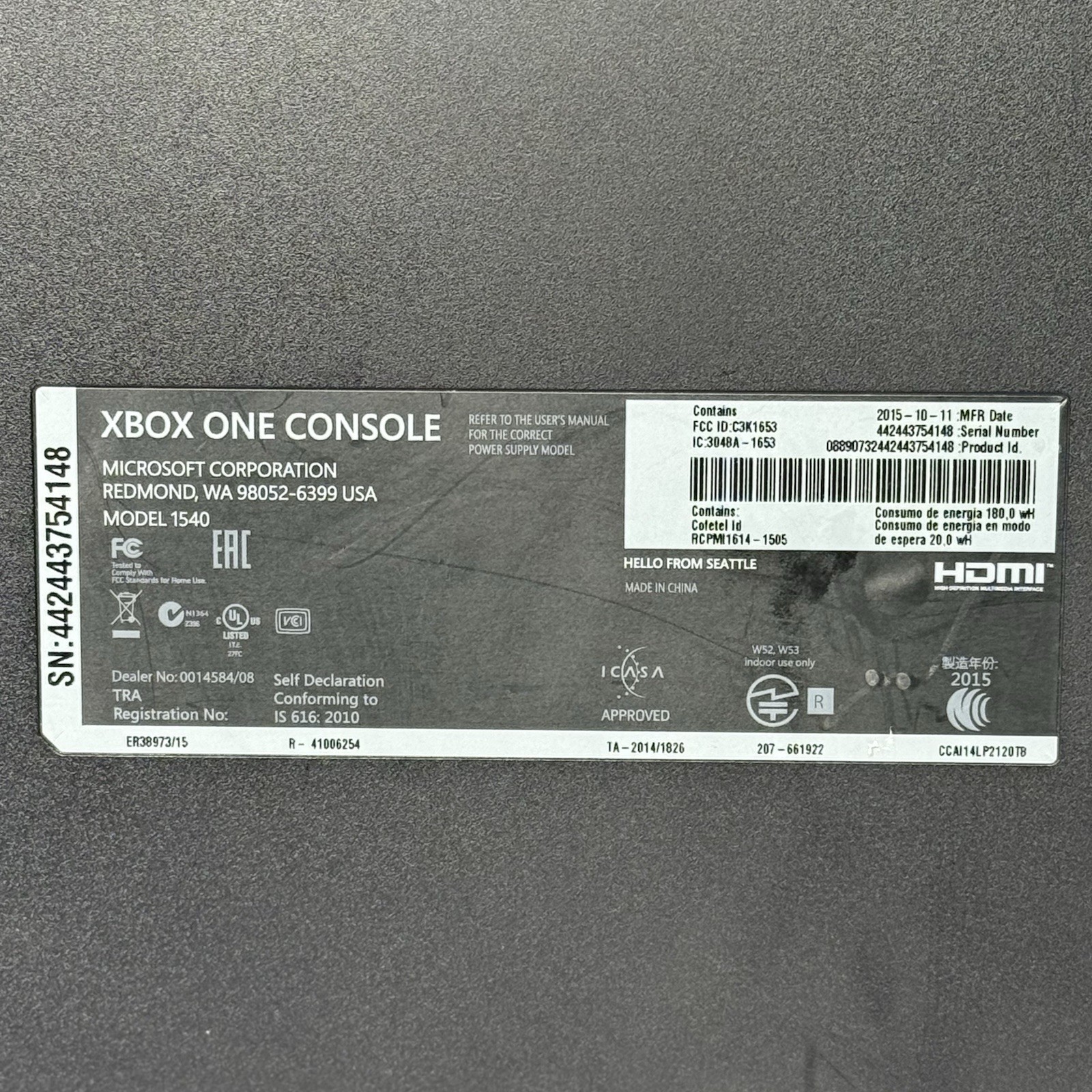 Microsoft Xbox One Console Model 1540 Parts Repair Disc Drive Issue Powers On