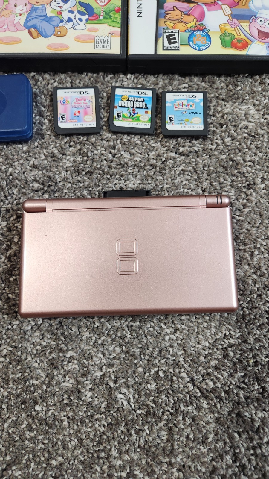 Nintendo DS Lite Metallic Rose Pink Console Bundle Hello Kitty Bag & 11 Games