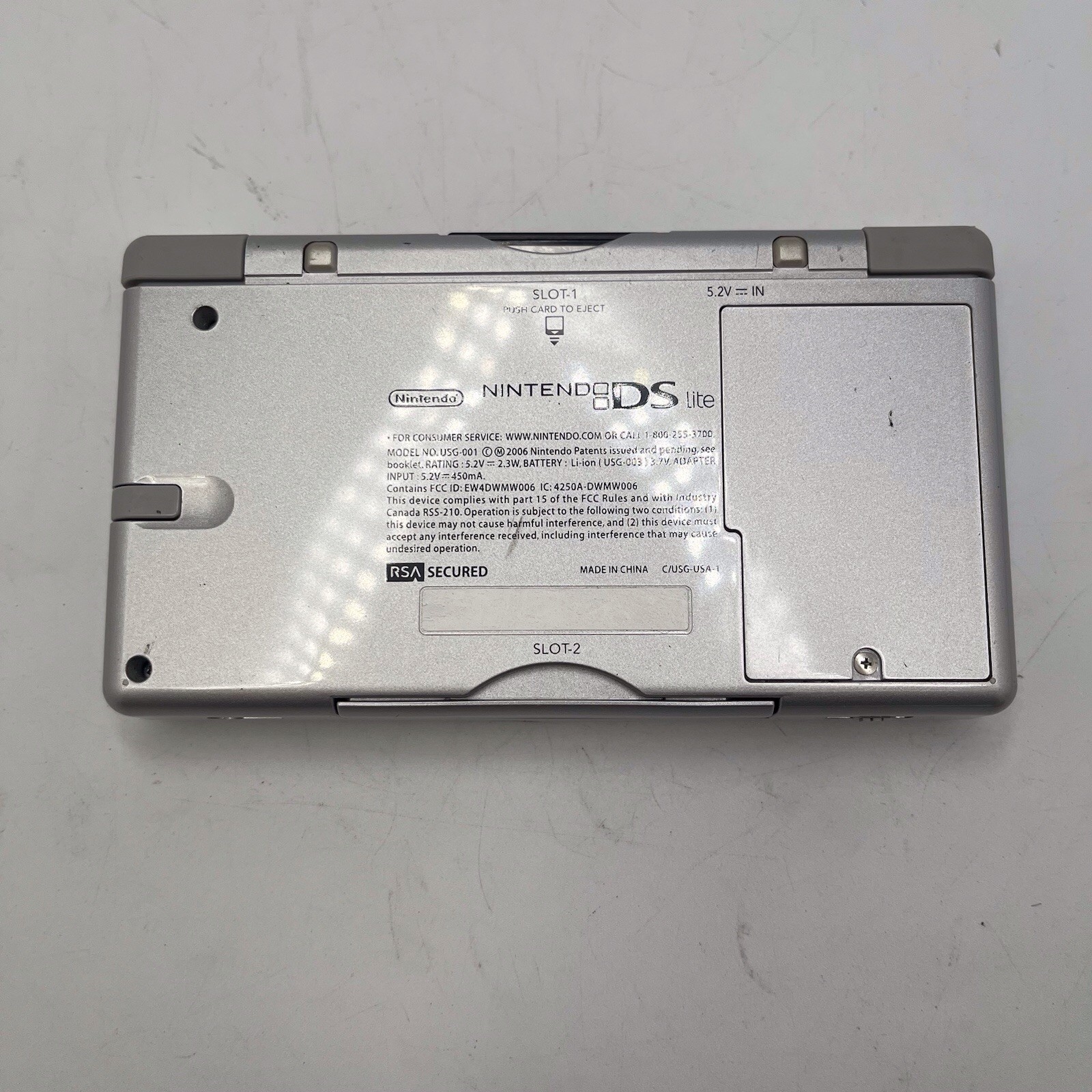 Nintendo DS Lite Handheld Console Silver USG 001 No Charger Has Screen Flaws
