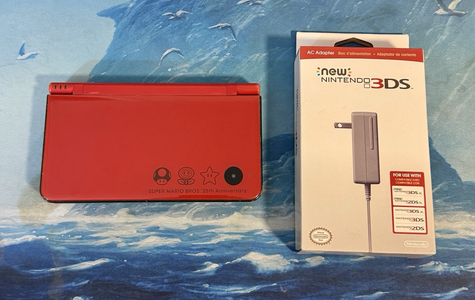 Nintendo DSi XL Red Super Mario Bros. 25th Anniversary Edition Loose w/ Charger