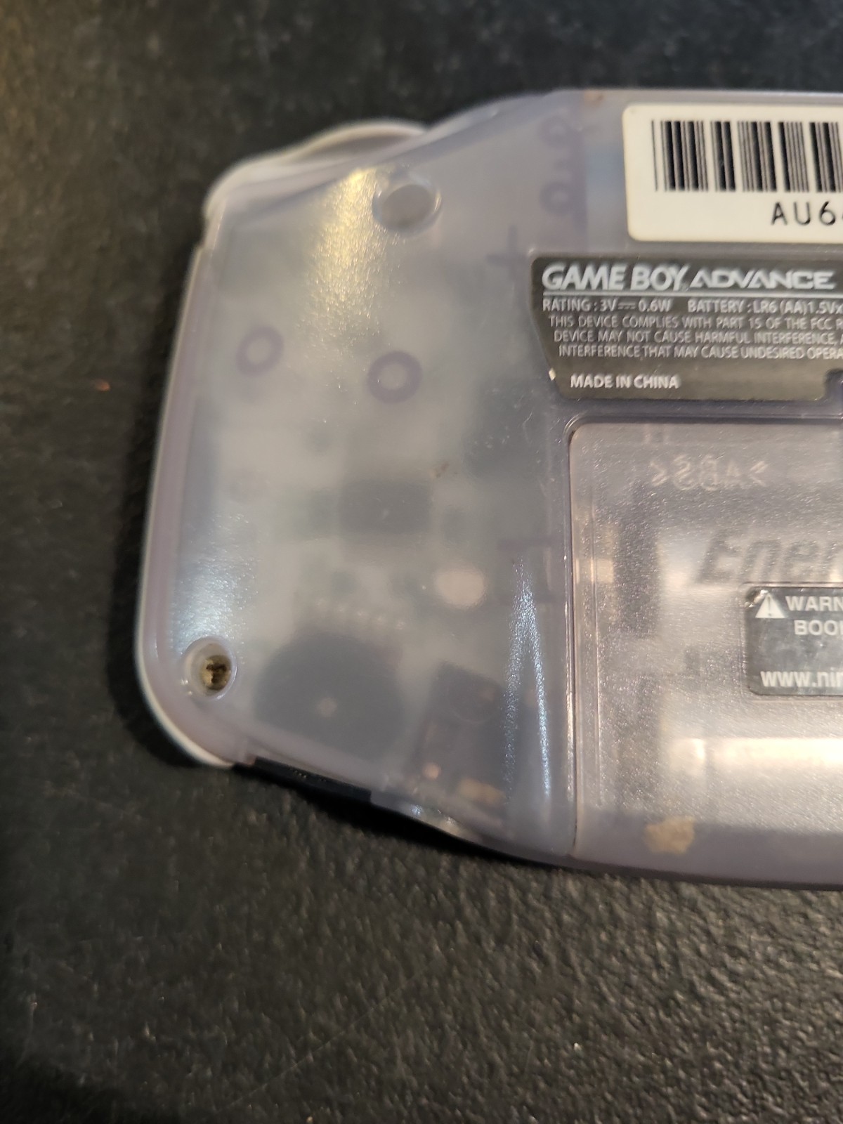 Nintendo Game Boy Advance Handheld Game Console AGB-001 Clear Tested To Power On