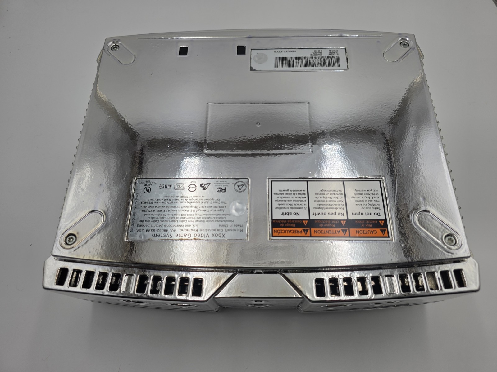 RARE Mirror Chrome Original Xbox Fully Recapped White LEDs Philips DVD Microsoft