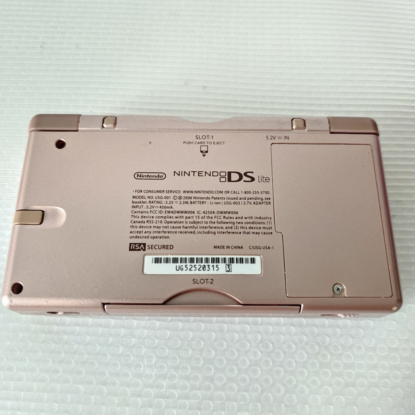 Nintendo DS Lite Metallic Rose Pink Handheld Console Model USG-001 – 2006
