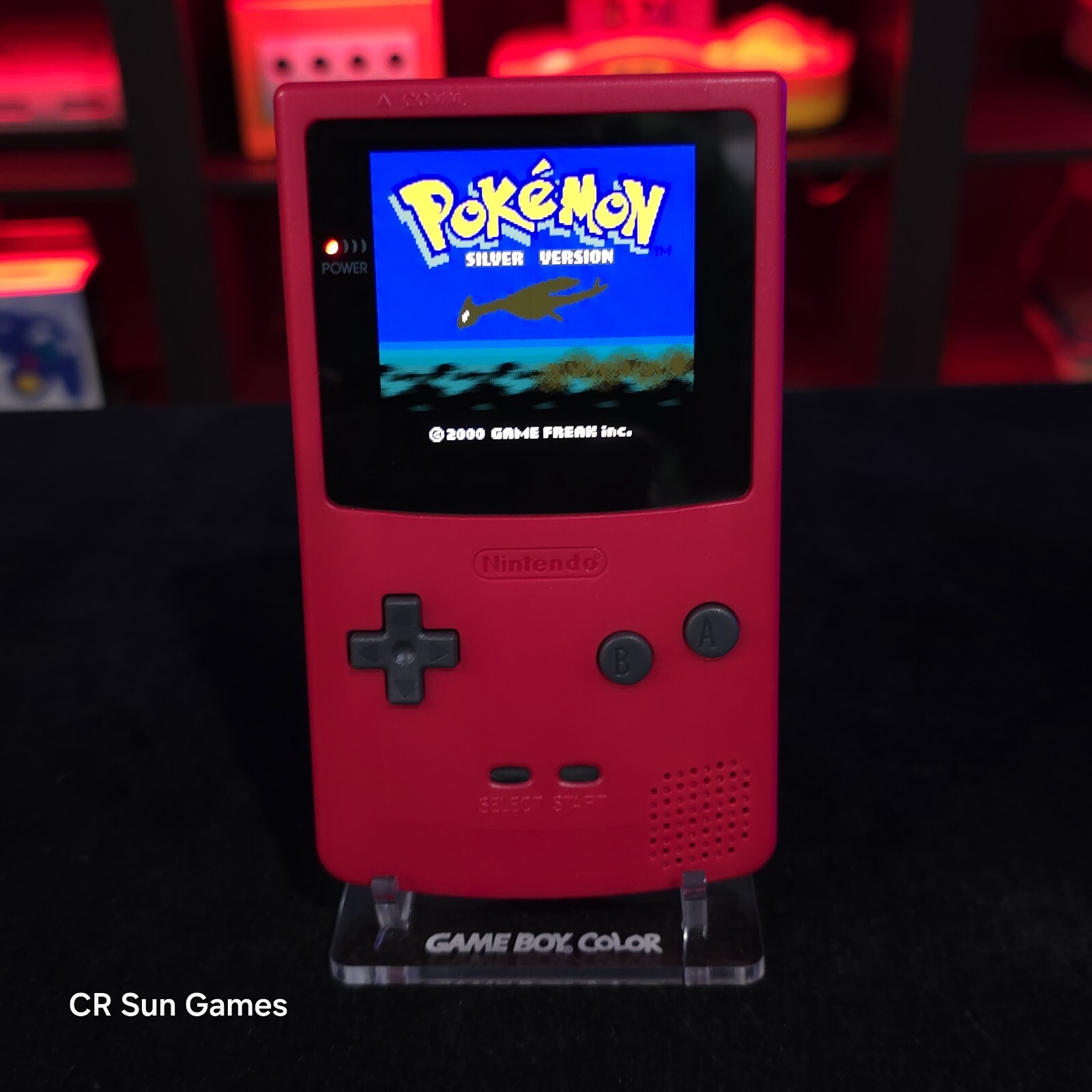 Berry Red Gameboy Color Console OLED Touch Screen And USB-C Rechargeable Battery