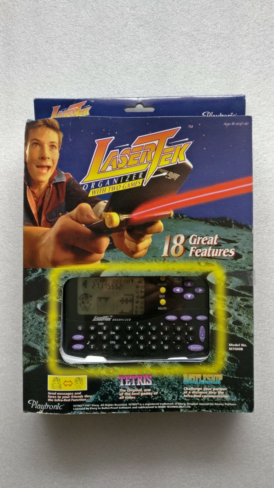 Vintage 1987 Laser Tek Organizer 2 Games TETRIS & Battleship by Playtronic New