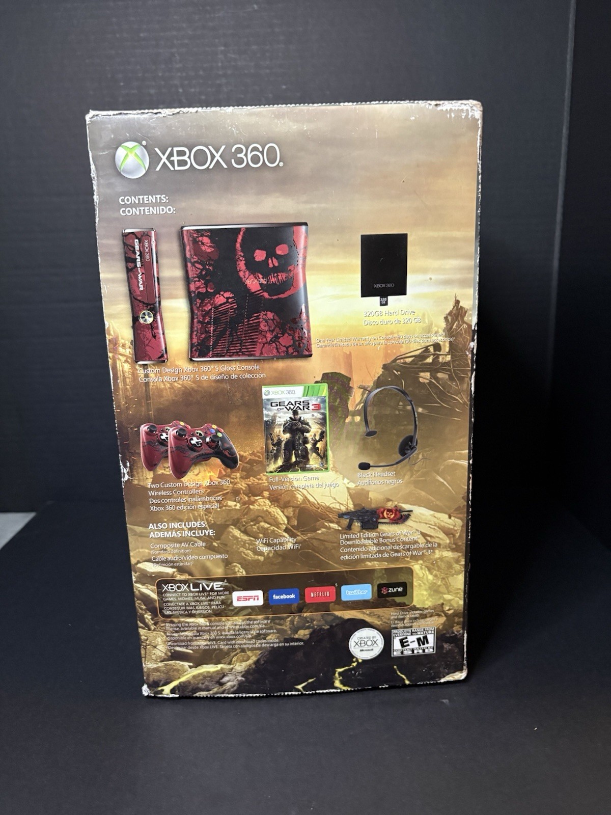 Microsoft Xbox 360 Gears of War 3 Limited Edition Console Bundle Red Black HDMI