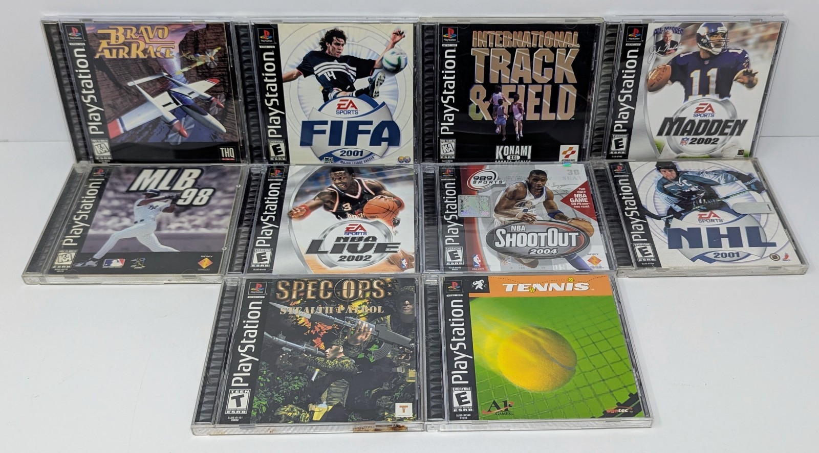 Sony PlayStation 1 PS1 Console Bundle w 11 Games – Bravo Air Race & More Tested!