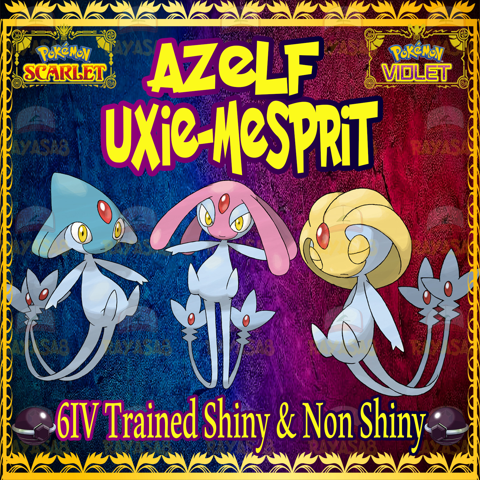 Pokemon Scarlet & Violet Azelf Uxie Mesprit 6IV Trained 🌟Shiny🌟 & Non Shiny