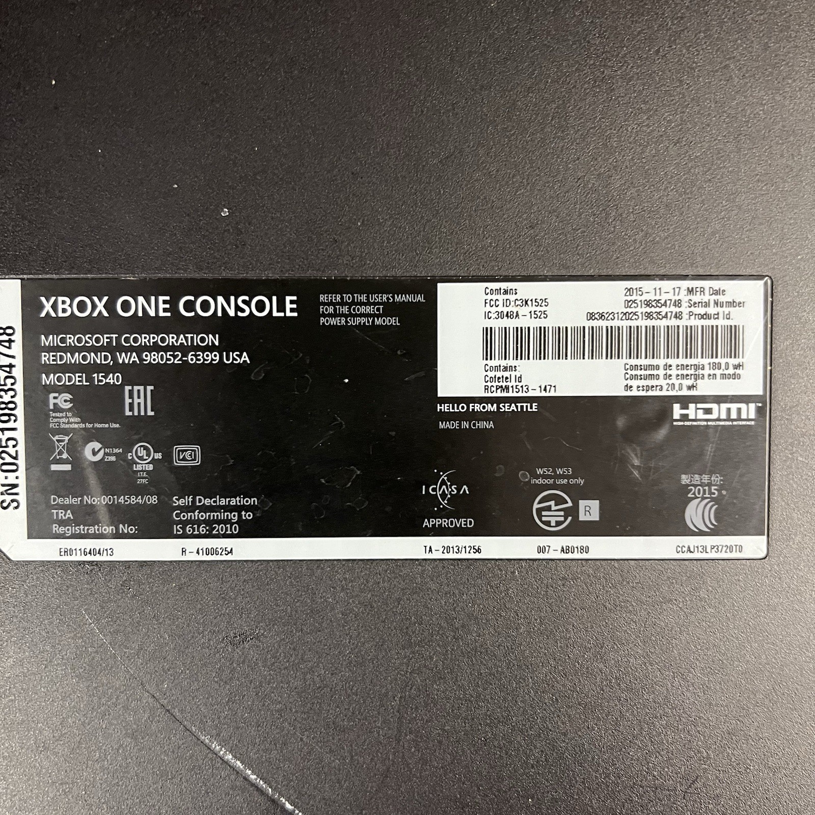 Microsoft Xbox One Console Only For Parts Or Repair – Black 1540