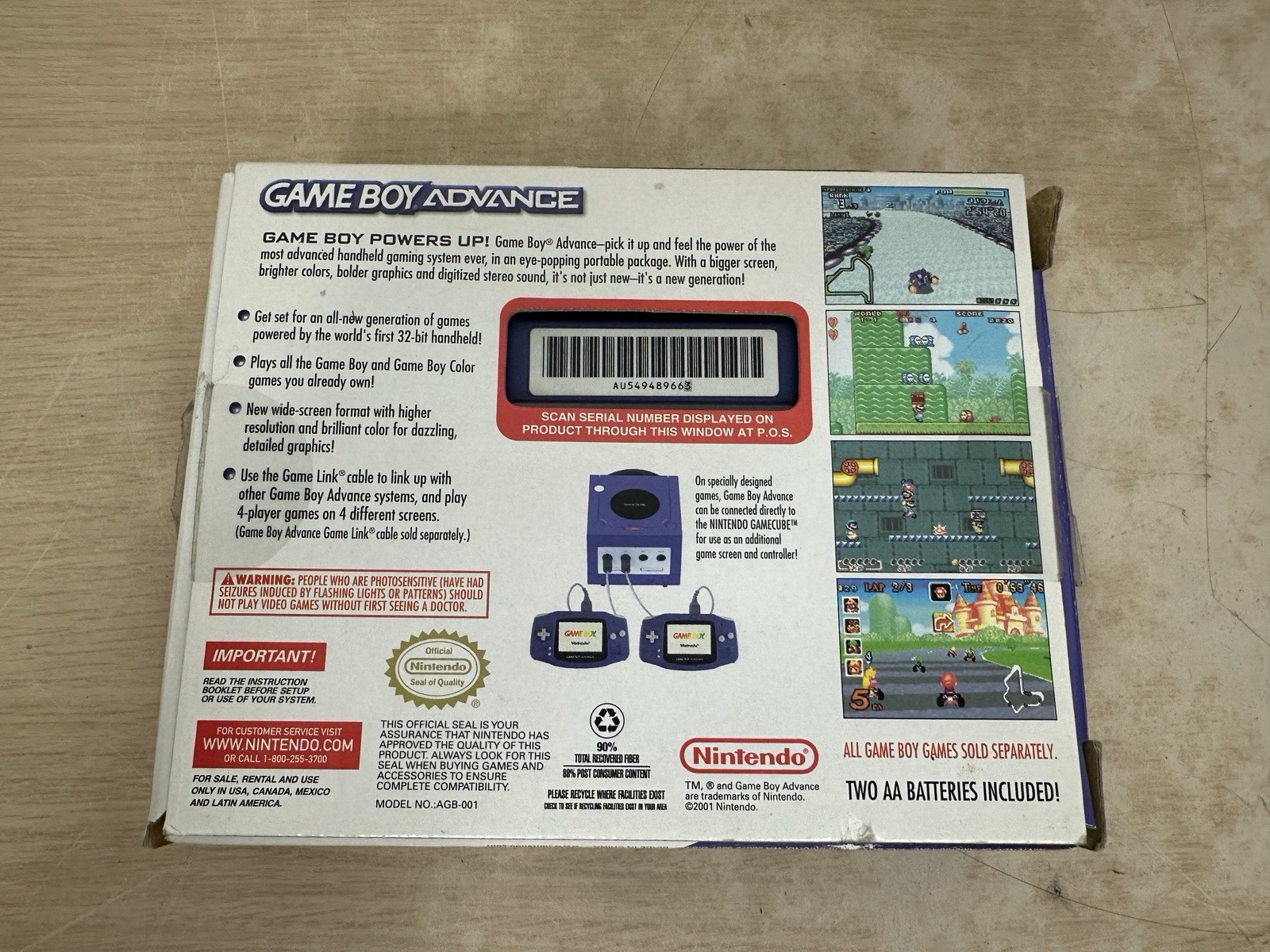 Nintendo Game Boy Advance AGB-001 Indigo Purple GBA Complete in Box CIB – WORKS!
