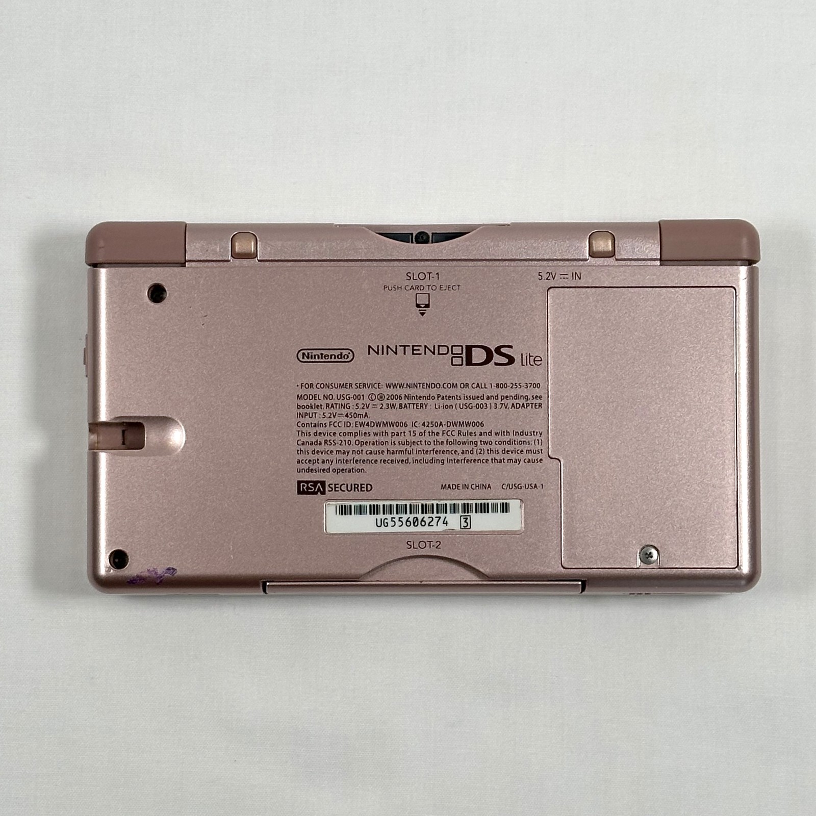 Nintendo DS Lite Metallic Rose Game Console – NO STYLUS & NO CHARGER – TESTED