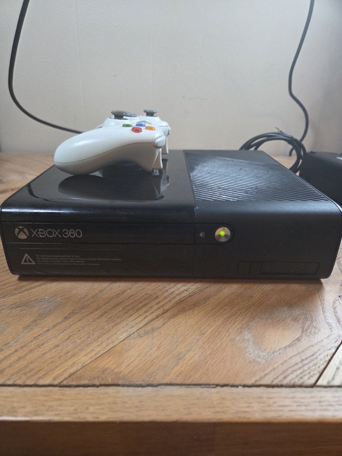 Xbox 360 E Black 1538 Video Game Console w/Chords No HD Tested
