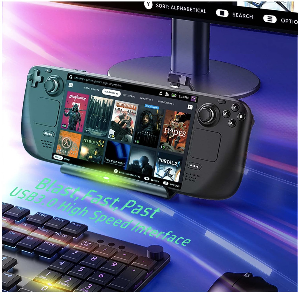 Steam Deck Dock 6-in-1 Steam Deck Docking Station Charger Dock HDMI 1000Mbps