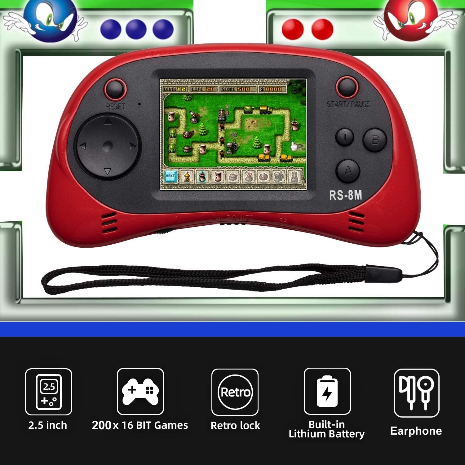 16 Bit Handheld Game Player – Lightweight, Rechargeable & Includes Accessories