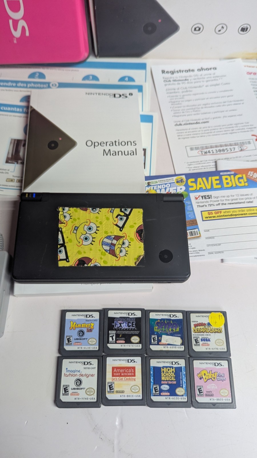 Nintendo DSi Black Handheld Console Bundle – Tested With Charger Stylus + Games